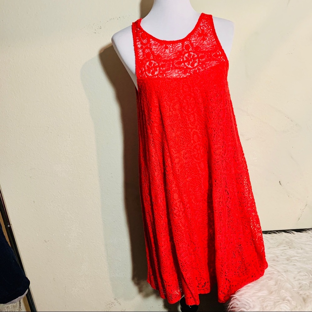 RED Free People lace shift dress